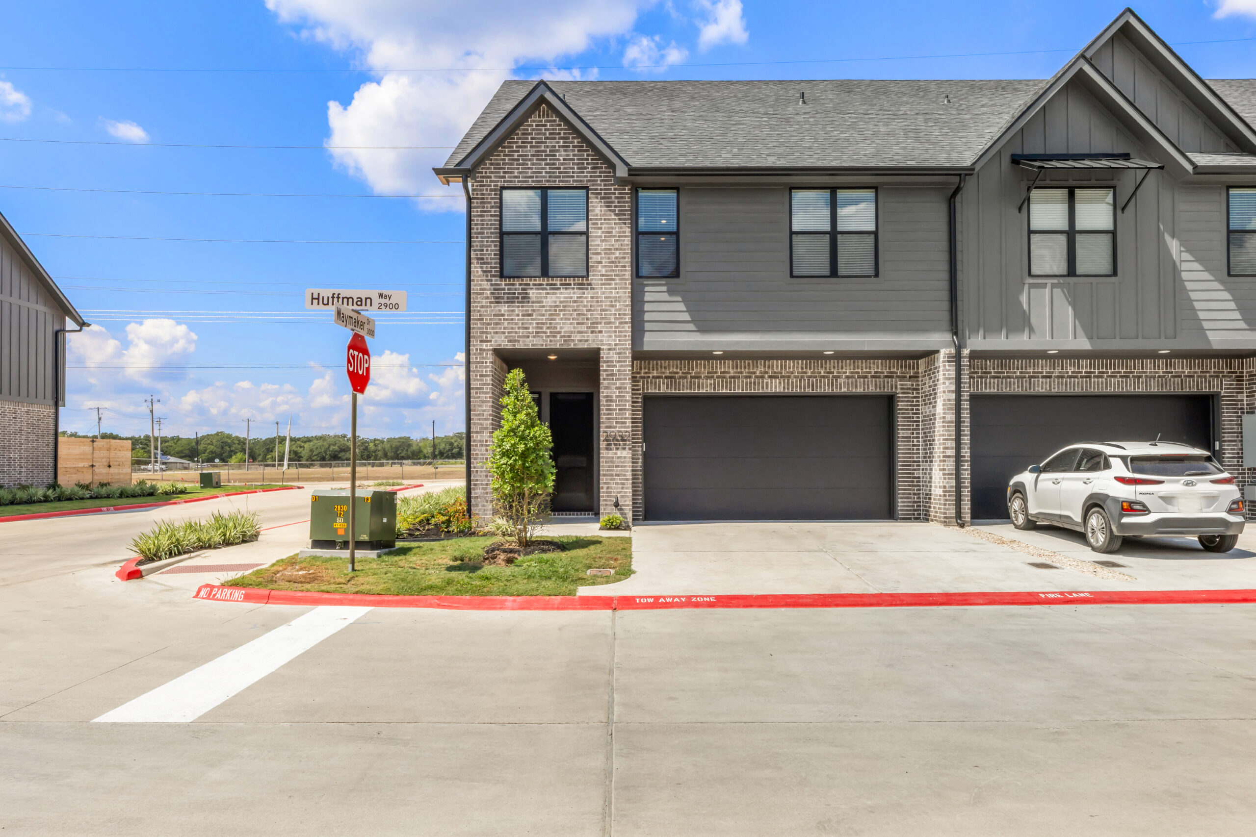 Front Facade with Garages Modern Townhome Design